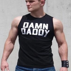 Ajaxx63 Damn Daddy Sleeveless T Shirt 19" armpit to armpit Cotton blend